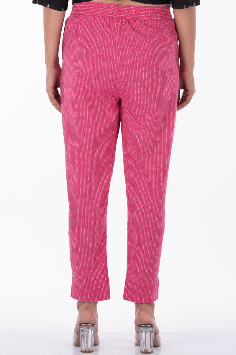 Pink Kantha narrow Pants - Dhãran