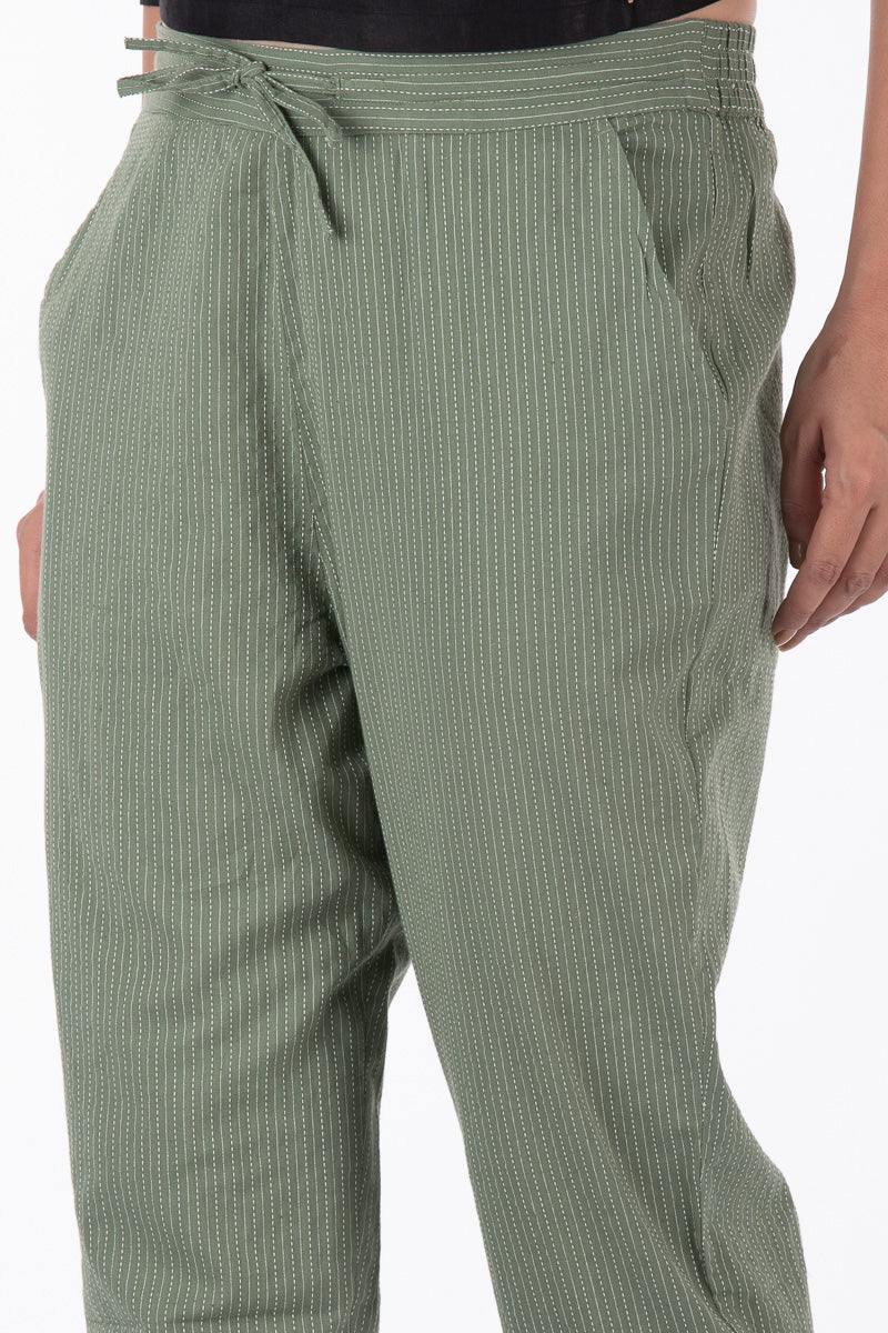 Green Kantha narrow Pants - Dhãran