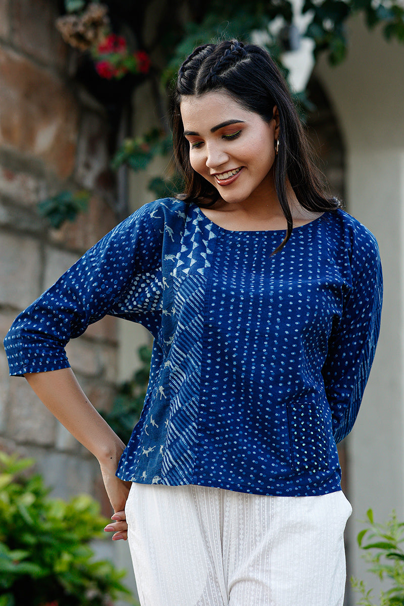 Neel Patch Work Top-Green - Dhãran