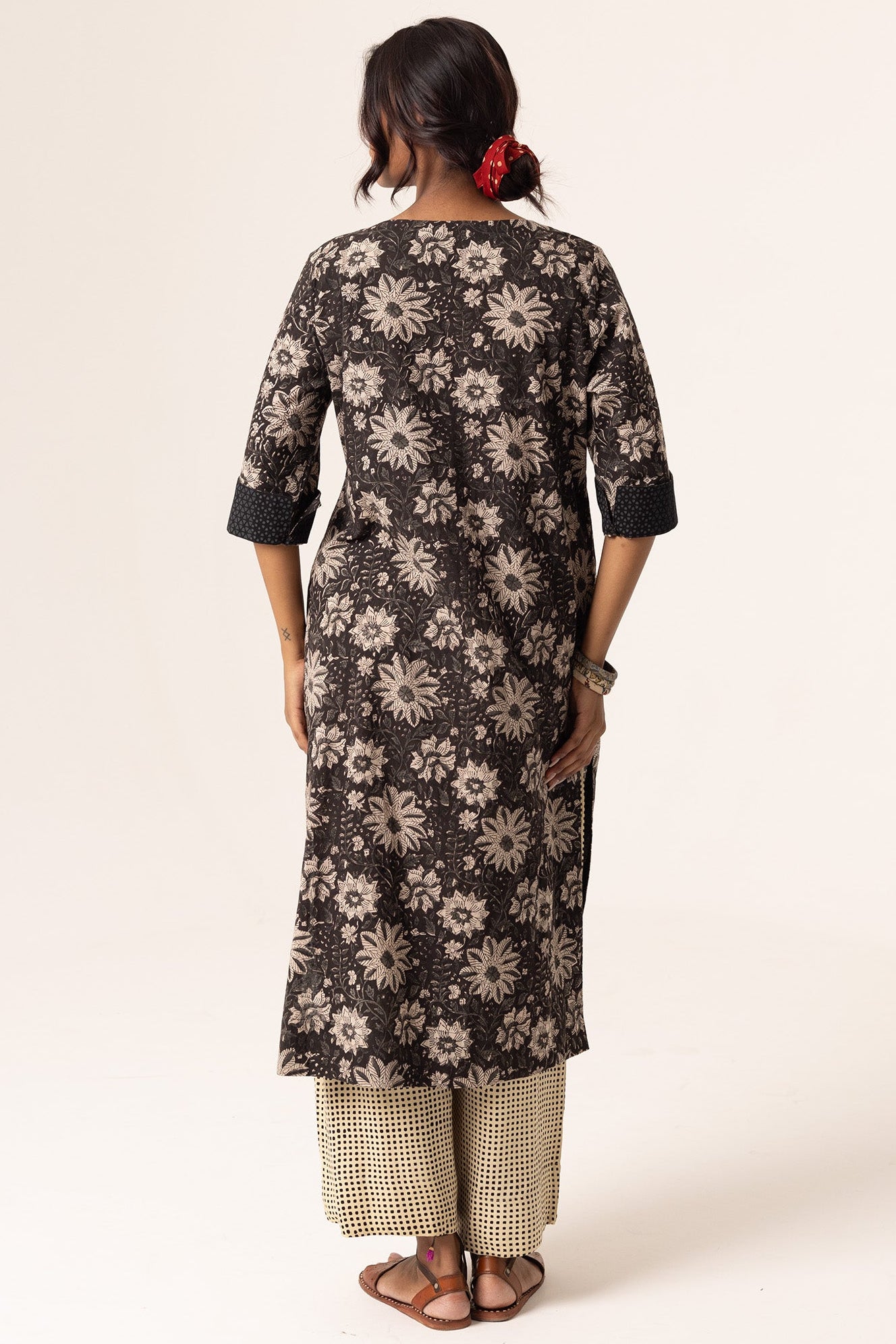 Devi Pleated Black Kurta For Women's