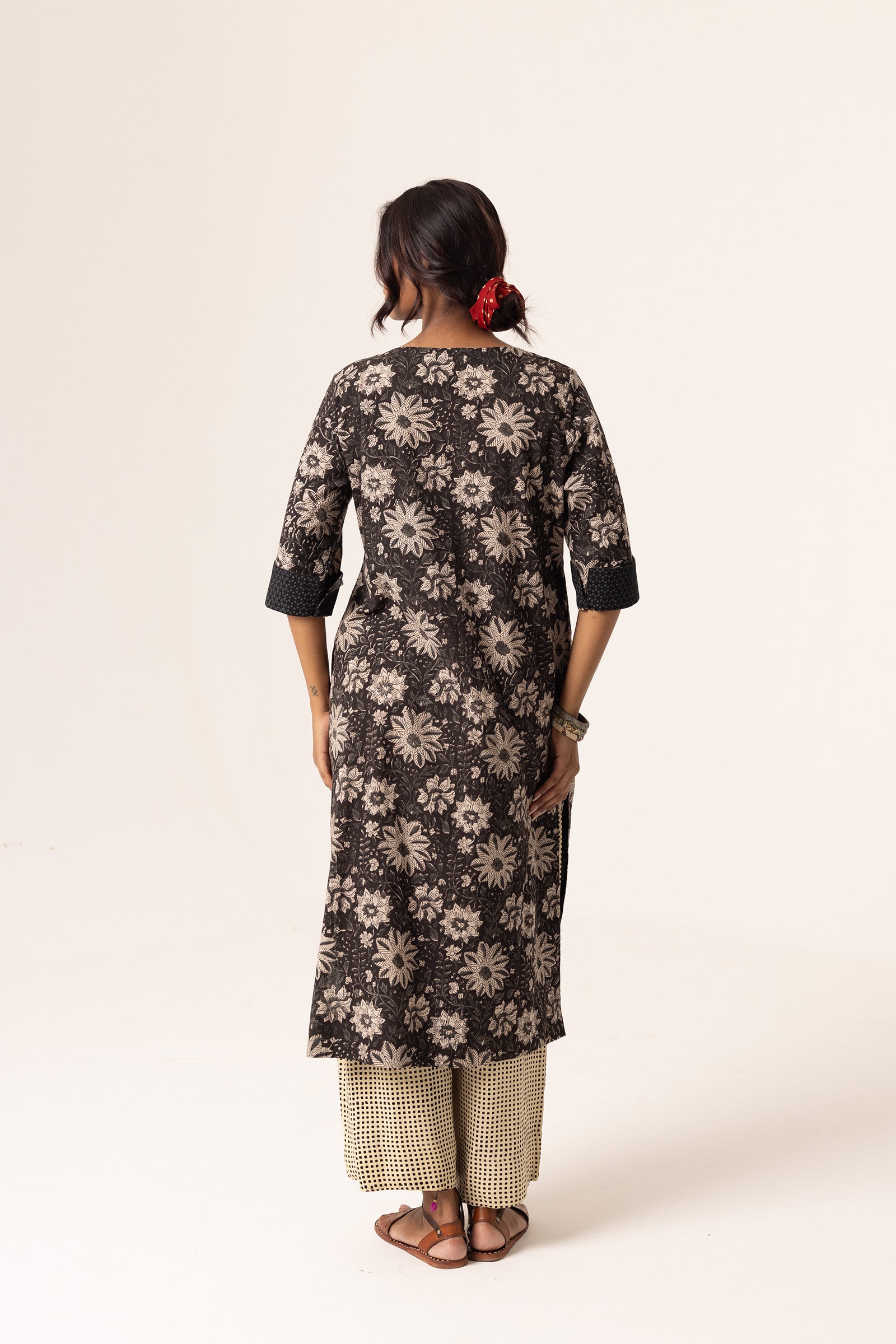 Devi Pleated Black Kurta For Women's