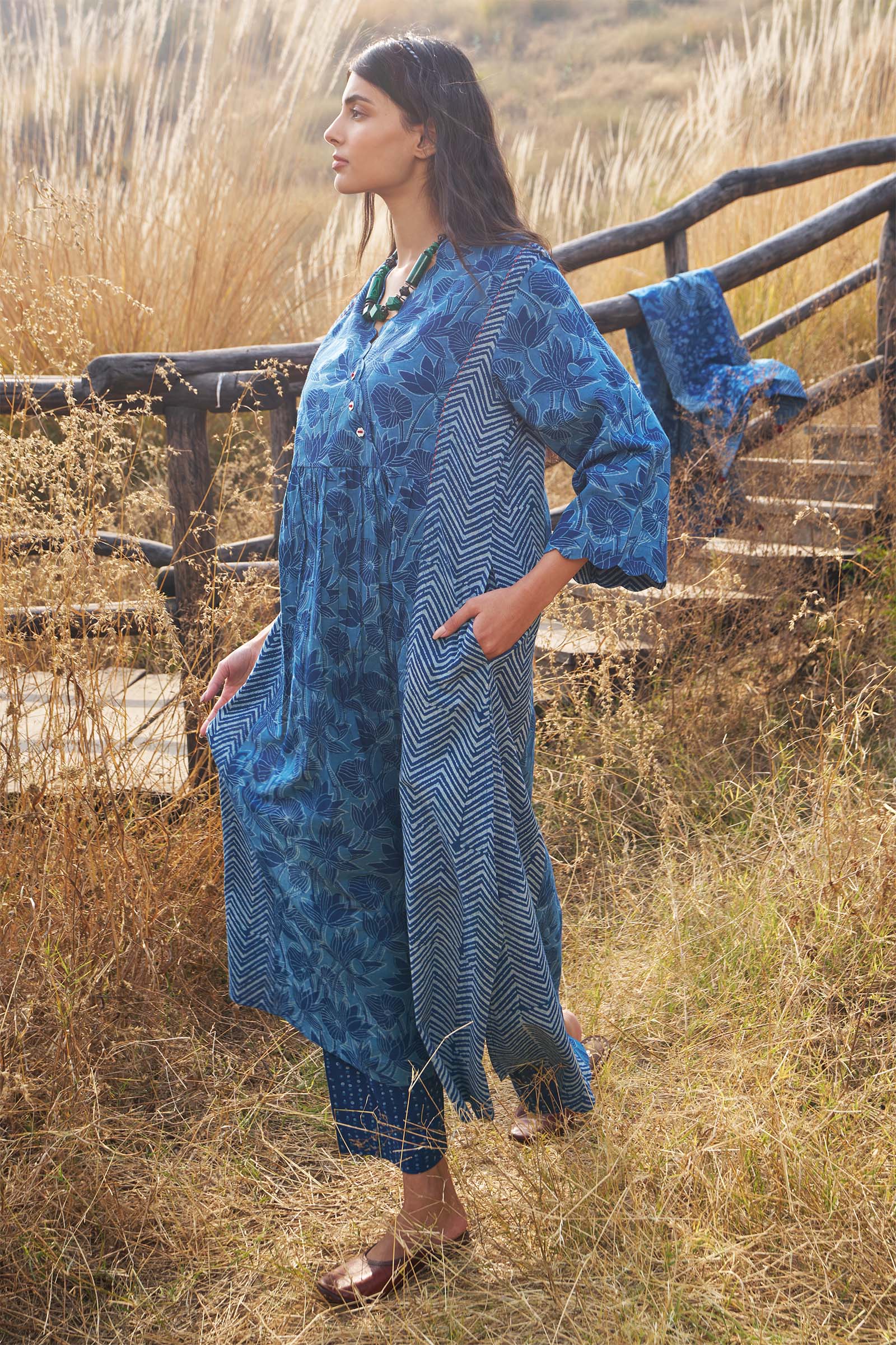 Indigo Scallop Kurta