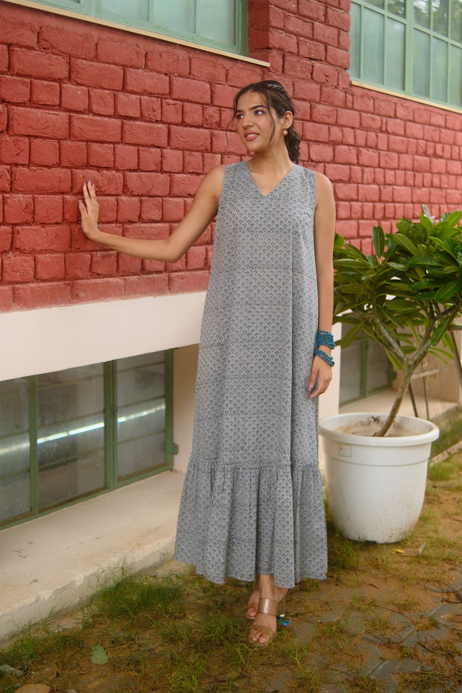 Grey Jhalar Dress
