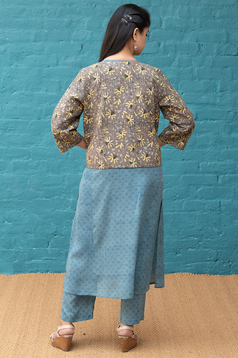 Grey Round Neck Jacket - Dhãran
