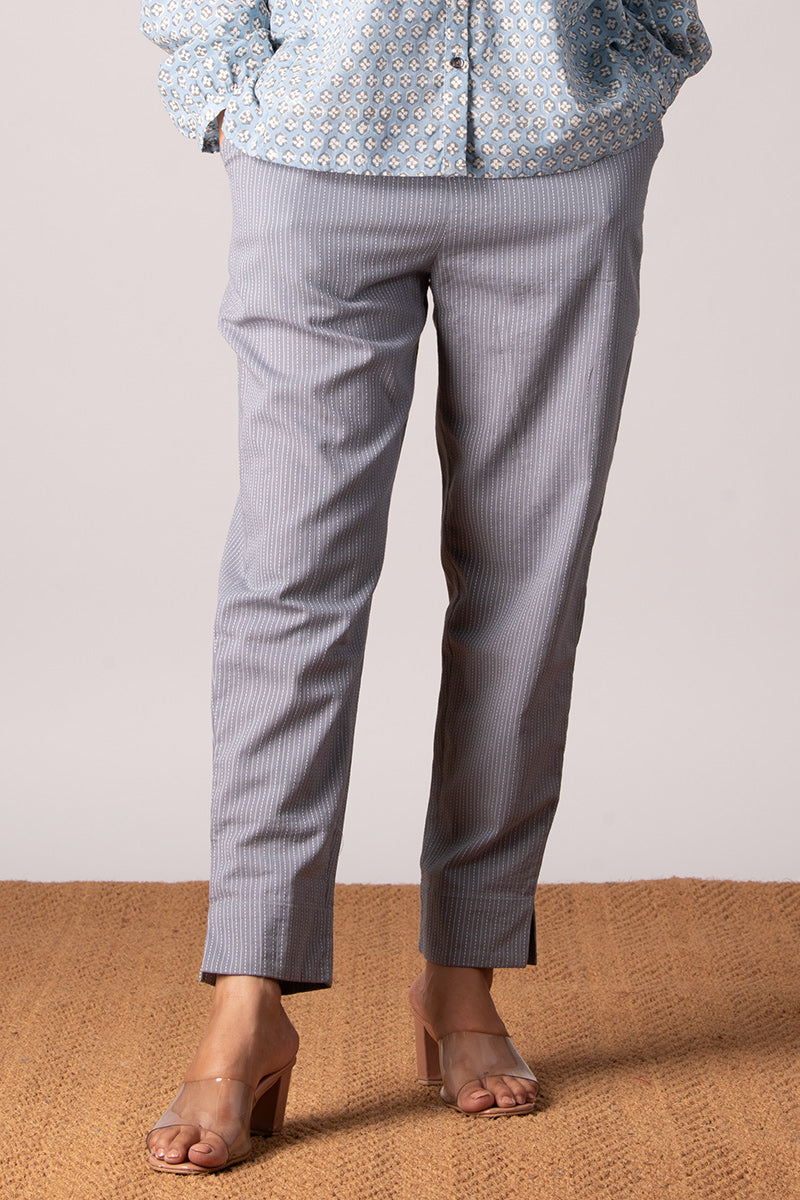 Grey Kantha Narrow Pant - Dhãran