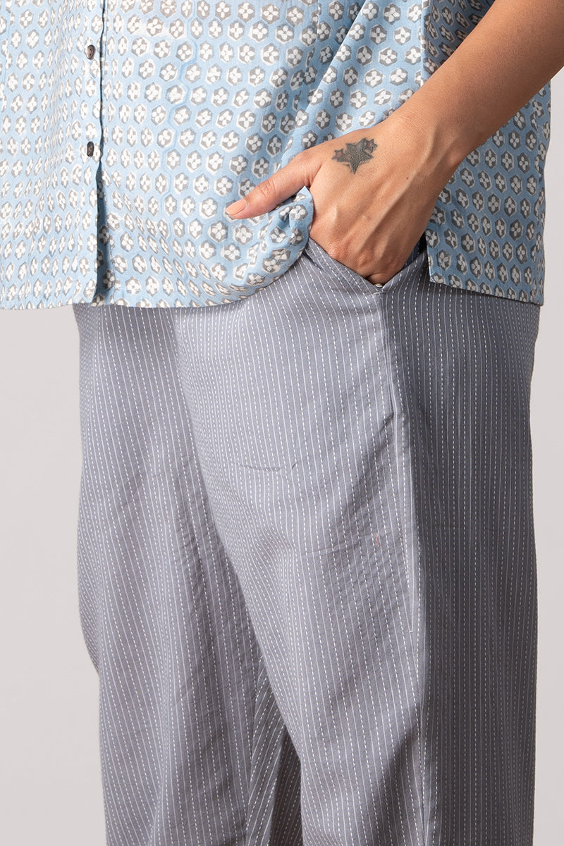 Grey Kantha Narrow Pant - Dhãran