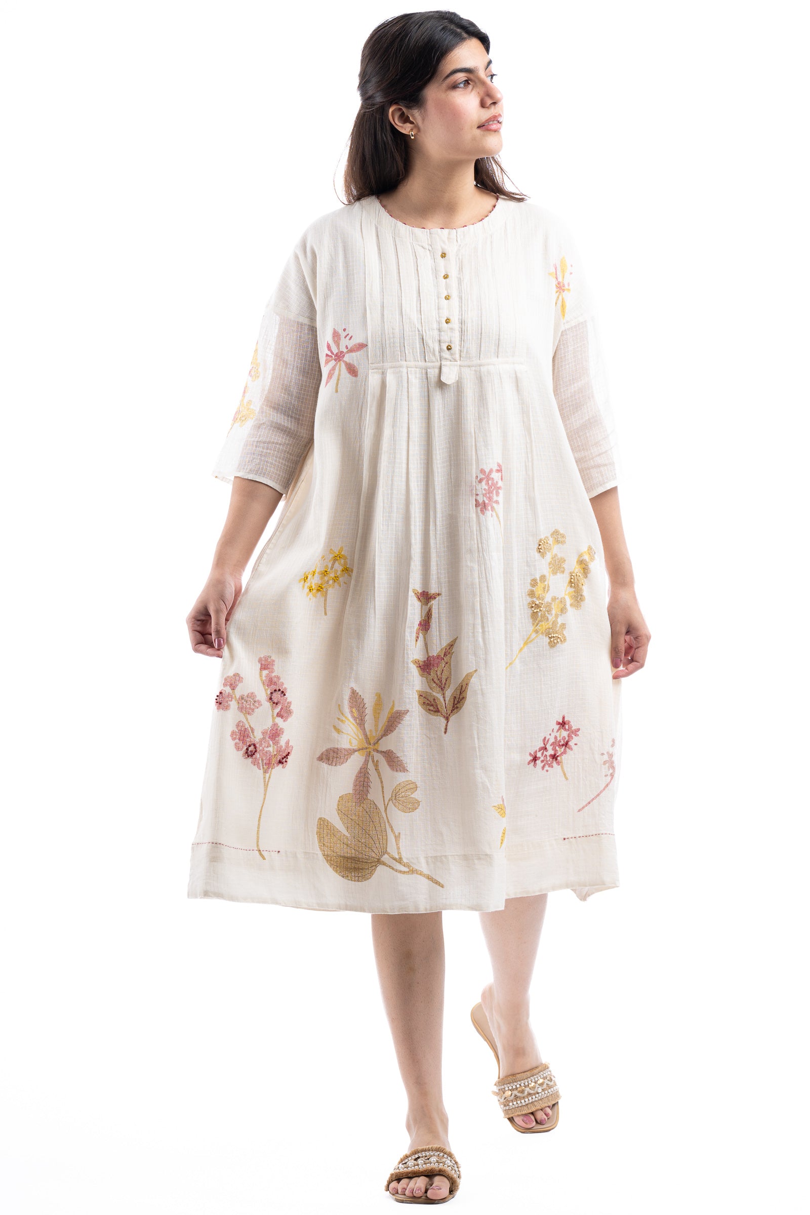 Hana Dress Botanical Print Dharan Bouquet of Love Daywear Placement Print