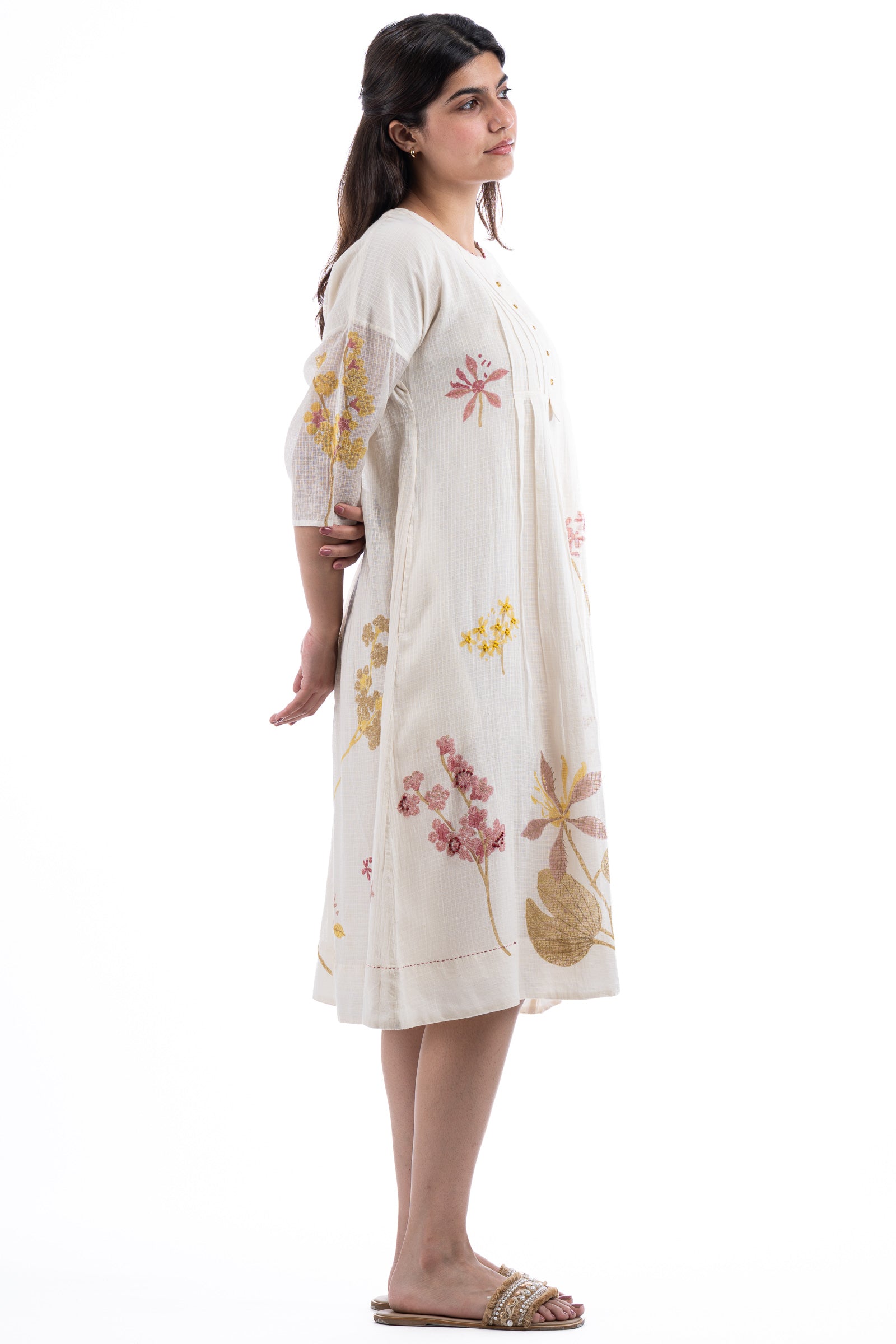 Hana Dress Botanical Print Dharan Bouquet of Love Daywear Placement Print