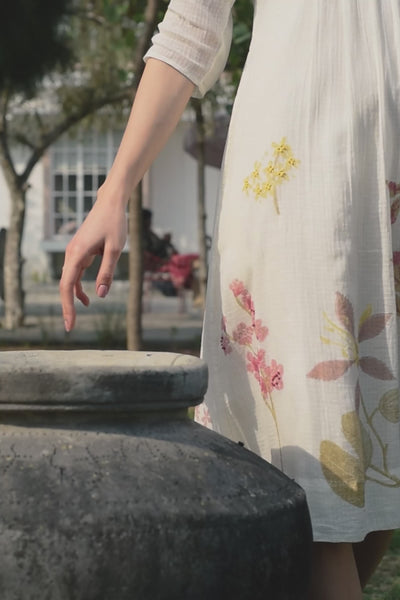 Hana Dress Botanical Print Dharan Bouquet of Love Daywear Placement Print