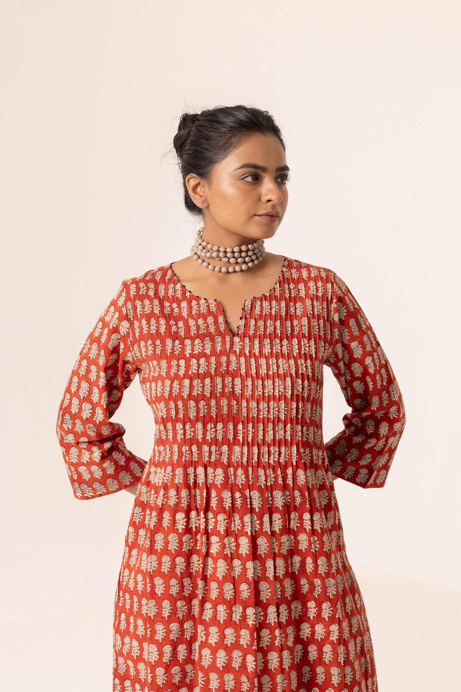 Devi Pleated Red Kurta