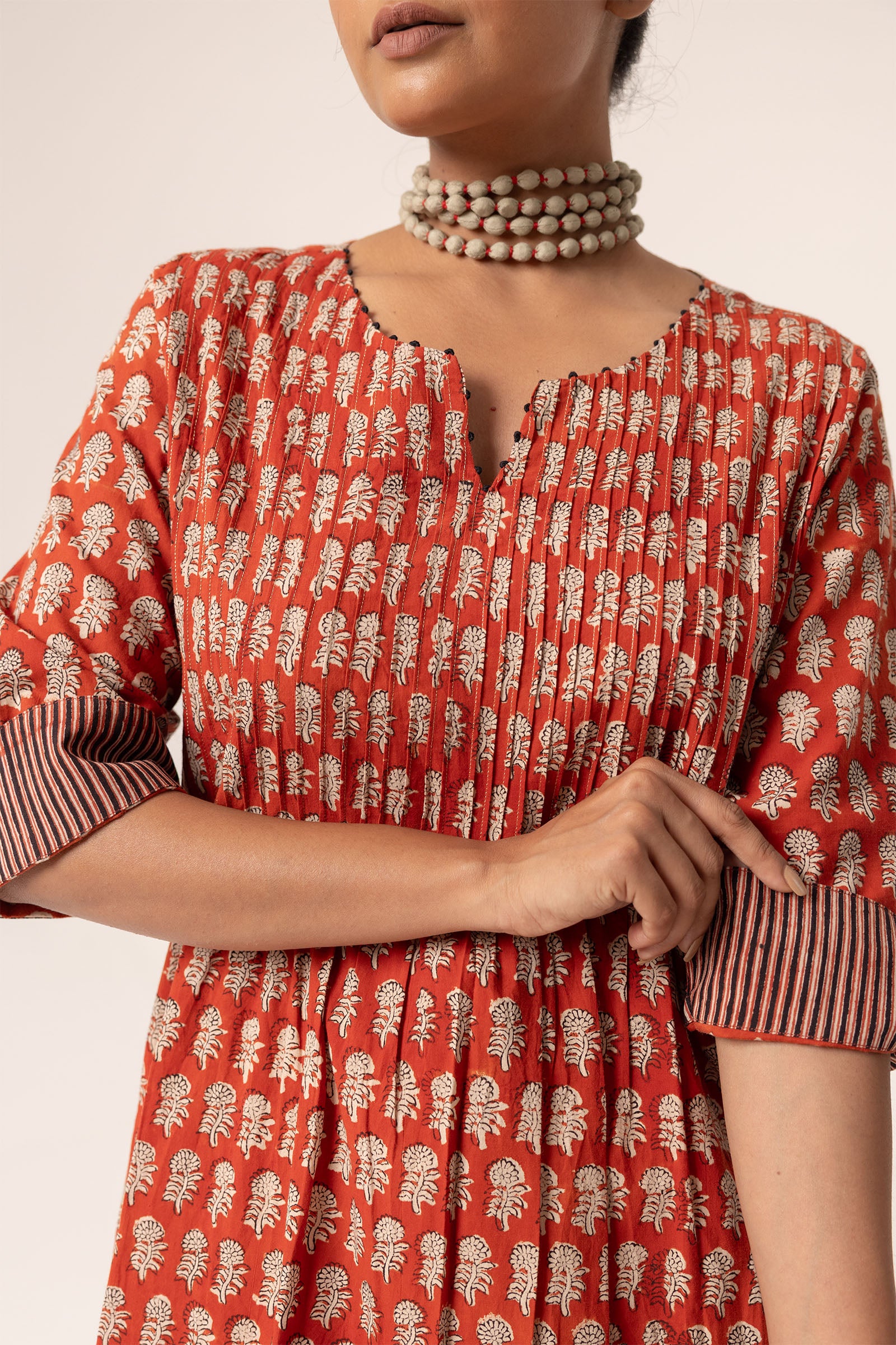 Devi Pleated Red Kurta